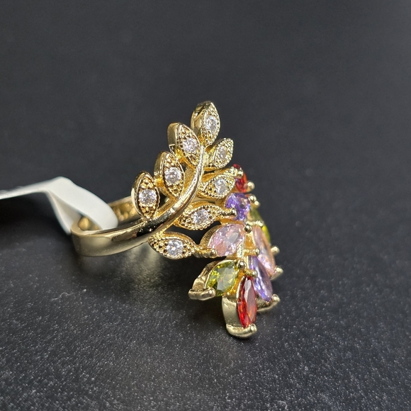 🌿 Gold-Filled Multicolor Leaf Wrap Ring – Size 6 🌿 - Picture 2 of 6